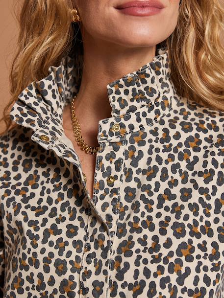 Leopard print nursing dress ecru - vertbaudet enfant 