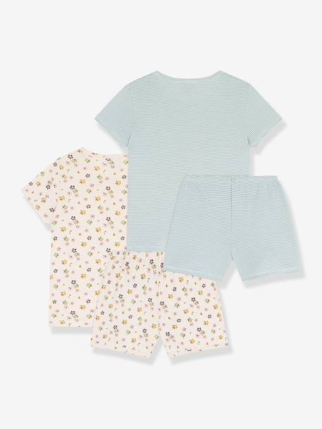 Lot 2 pyjamas coton imprimé Petit Bateau blanc - vertbaudet enfant 