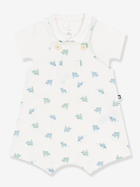 Dungaree + bodysuit set for babies white - vertbaudet enfant 