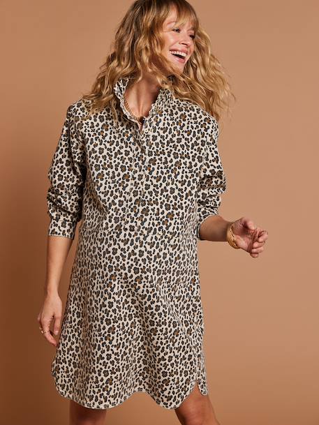 Leopard print nursing dress ecru - vertbaudet enfant 