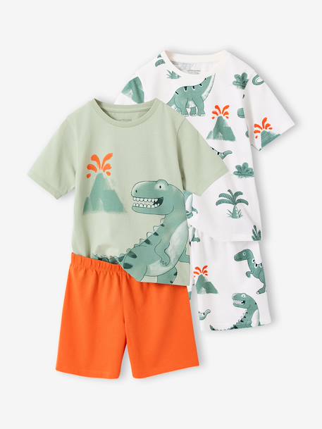 Pack of 2 dinosaur playsuit pyjamas for boys sage green - vertbaudet enfant 