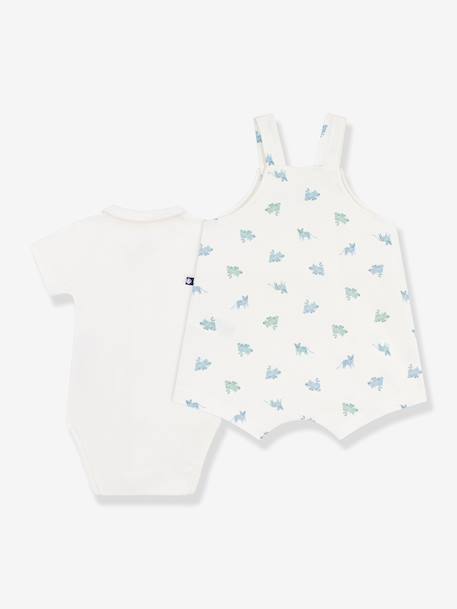 Dungaree + bodysuit set for babies white - vertbaudet enfant 