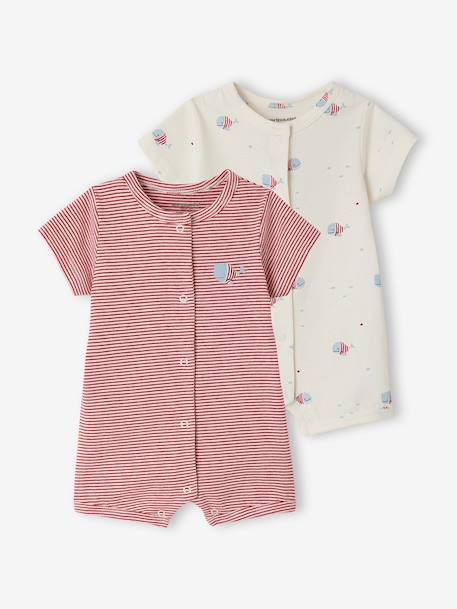 Lot 2 combishorts coton bio rouge - vertbaudet enfant 