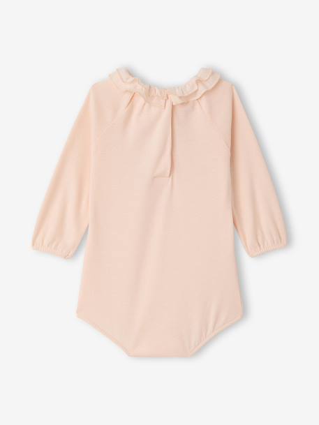Baby girl bodysuit with frilled collar and long sleeves pale pink - vertbaudet enfant 