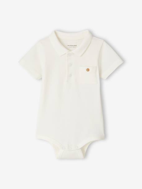 Pack of 2 Bodysuits with Polo Shirt Collar & Pocket, for Newborns ecru+sky blue - vertbaudet enfant 