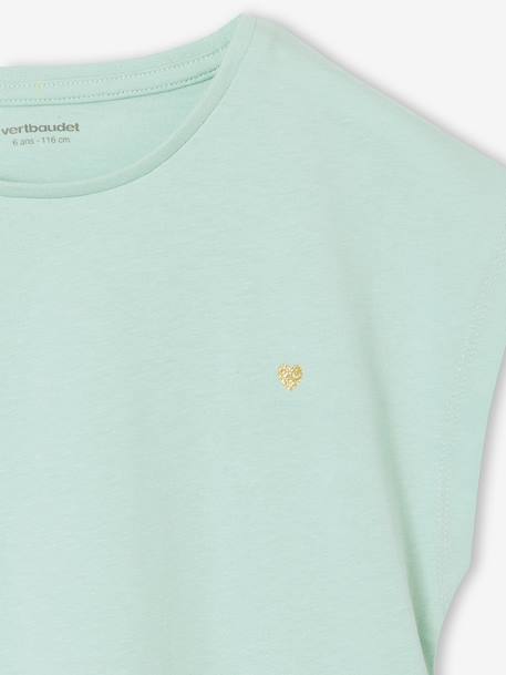 Plain Basics T-Shirt for Girls aqua green+ecru+navy blue+sweet pink - vertbaudet enfant 