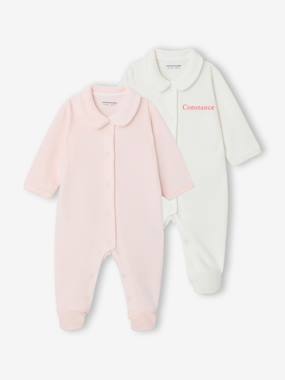 Baby-Pyjamas & Sleepsuits-Pack of 2 Corduroy Sleepsuits with Front Opening for Babies