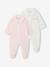 Pack of 2 Corduroy Sleepsuits with Front Opening for Babies beige+rose - vertbaudet enfant 