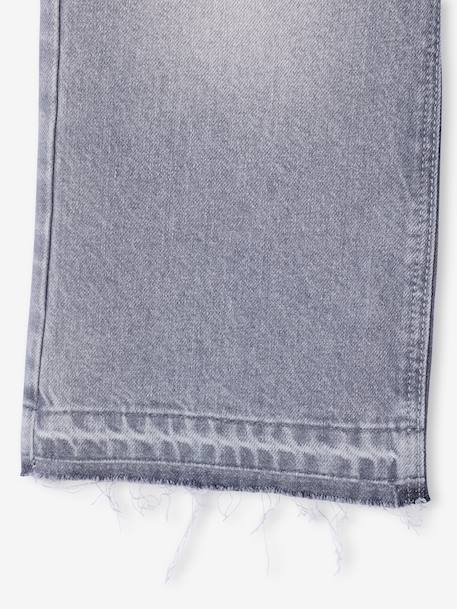 Wide-Leg Jeans, Frayed Hems, for Girls bleached denim+grey+stone - vertbaudet enfant 