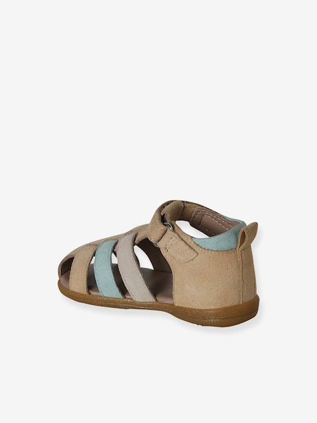Leather Sandals for Baby Boys, Designed for First Steps brown+navy blue+set beige - vertbaudet enfant 