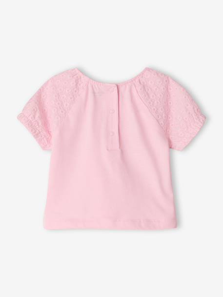 Embroidered short-sleeved T-shirt pale pink - vertbaudet enfant 
