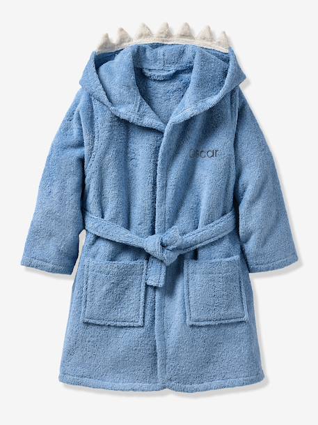 Peignoir enfant REQUIN personnalisable, avec coton recyclé bleu - vertbaudet enfant 