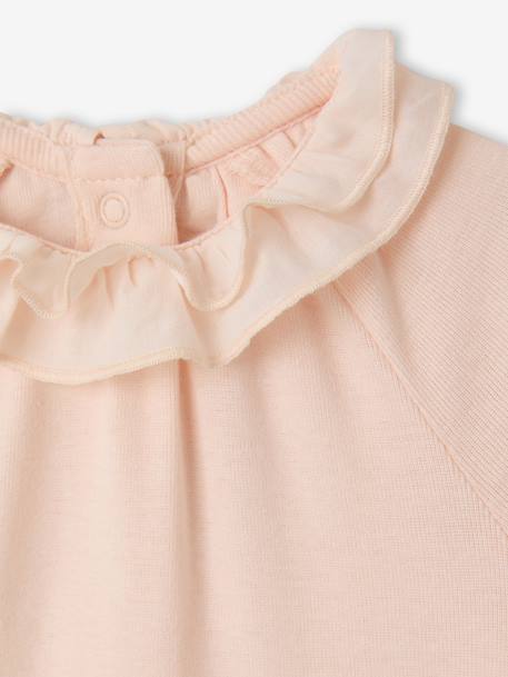 Baby girl bodysuit with frilled collar and long sleeves pale pink - vertbaudet enfant 