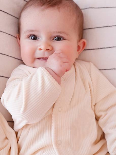 Velour Cardigan & Trouser Set for Newborns vanilla - vertbaudet enfant 