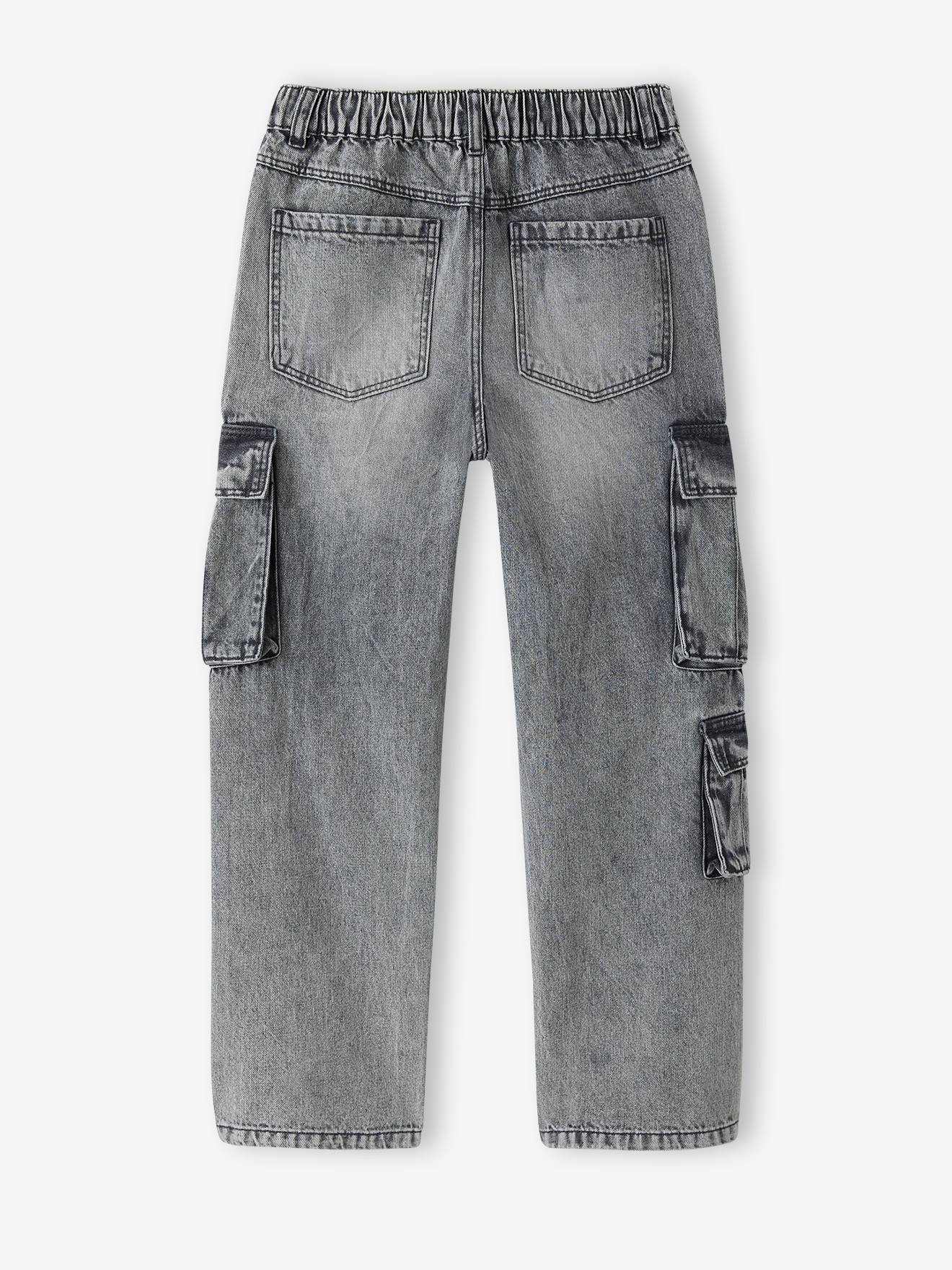 boys denim pants / グレー Loose fit denim battle trousers for boys - denim grey, Boys