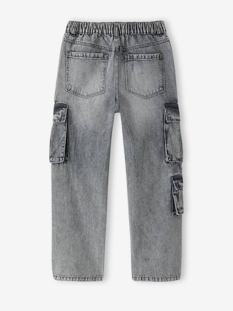 Loose fit denim battle trousers for boys bleached denim+denim grey - vertbaudet enfant 