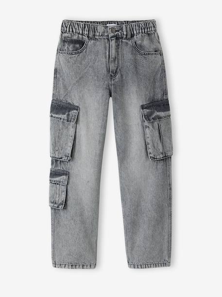 Loose fit denim battle trousers for boys bleached denim+denim grey - vertbaudet enfant 