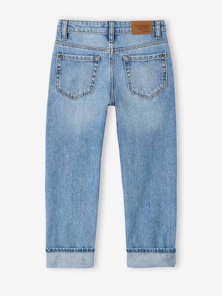 Straight Leg Jeans with Turn-Ups for Boys brut denim+stone - vertbaudet enfant 