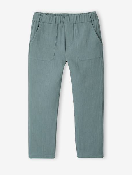 Boys' cotton muslin trousers with adjustable waist emerald green - vertbaudet enfant 