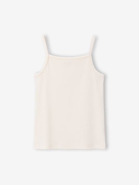 Pack of 3 ribbed tank tops for girls ecru - vertbaudet enfant 