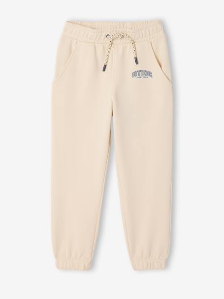 Joggers in fleece with adjustable waist ecru+navy blue - vertbaudet enfant 