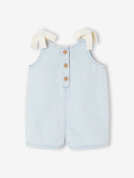 Girls' cotton playsuit striped blue - vertbaudet enfant 