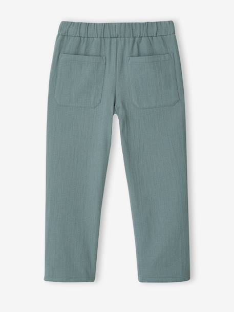 Boys' cotton muslin trousers with adjustable waist emerald green - vertbaudet enfant 