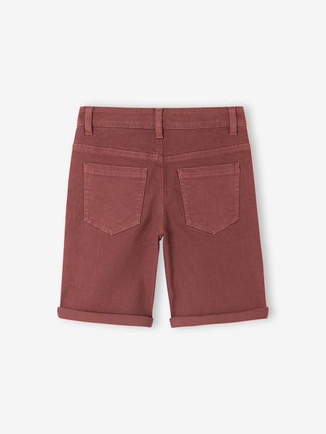Boy's 5-pocket bermuda shorts clay beige+emerald green+grey blue+terracotta - vertbaudet enfant 