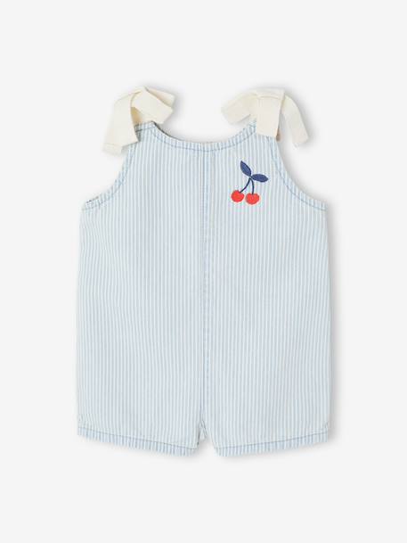 Girls' cotton playsuit striped blue - vertbaudet enfant 