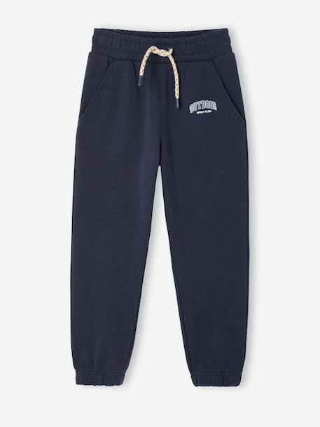 Joggers in fleece with adjustable waist ecru+navy blue - vertbaudet enfant 