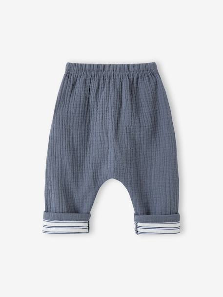 Baby's cotton muslin trousers blue - vertbaudet enfant 