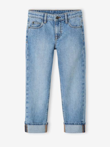 Straight Leg Jeans with Turn-Ups for Boys brut denim+stone - vertbaudet enfant 
