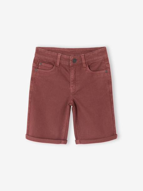 Boy's 5-pocket bermuda shorts clay beige+emerald green+grey blue+terracotta - vertbaudet enfant 