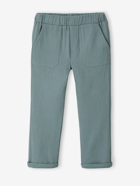 Boys' cotton muslin trousers with adjustable waist emerald green - vertbaudet enfant 