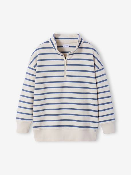 Boy's zipped high neck sweatshirt striped blue - vertbaudet enfant 