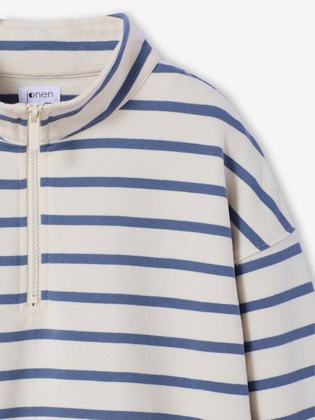 Boy's zipped high neck sweatshirt striped blue - vertbaudet enfant 