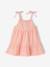 Baby girl's organic cotton dress with braces beige+striped pink - vertbaudet enfant 