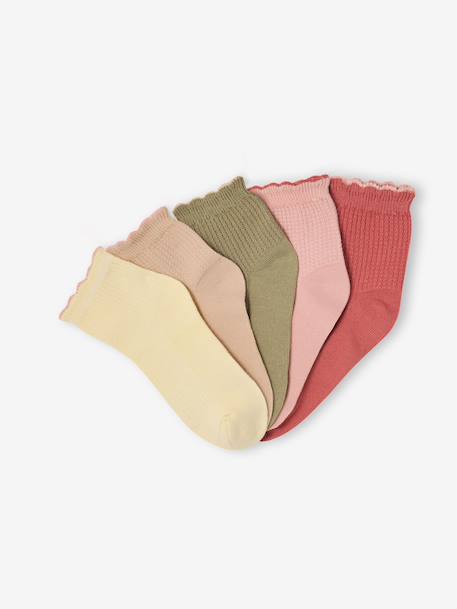 Pack of 5 fancy ribbed ankle socks tomato red - vertbaudet enfant 