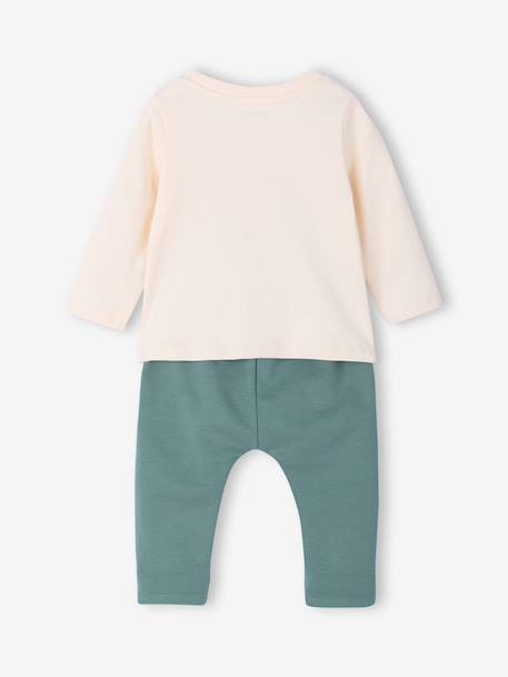 Top & Fleece Trouser Combo for Babies BROWN MEDIUM SOLID+peacock blue - vertbaudet enfant 