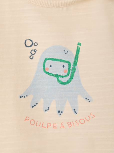 Lobster Print T-Shirt, Press Studs on the Shoulder, for Baby Boys ecru+vanilla - vertbaudet enfant 