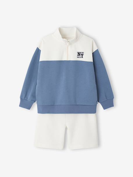 Boys' short sweatshirt set medium blue - vertbaudet enfant 