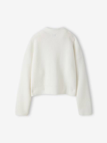 Cropped Cardigan for Girls, JONEN ecru+marl grey - vertbaudet enfant 