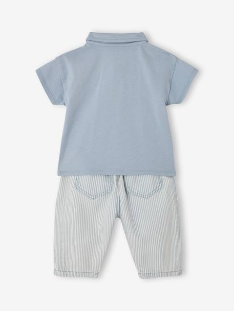 Ensemble polo pantalon bébé garçon rayé bleu - vertbaudet enfant 