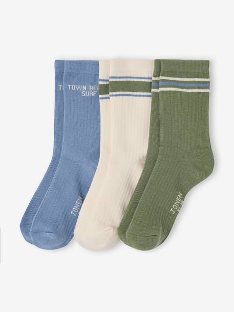 Lot 3 chaussettes garçon bleu grisé - vertbaudet enfant 