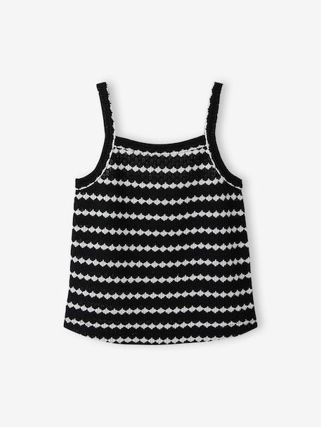 Fancy Knit Strappy Top for Girls, JONEN black+striped black - vertbaudet enfant 
