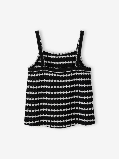 Fancy Knit Strappy Top for Girls, JONEN black+striped black - vertbaudet enfant 