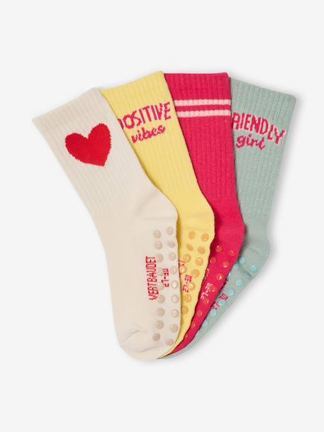 Pack of 4 non-slip socks for girls rose - vertbaudet enfant 