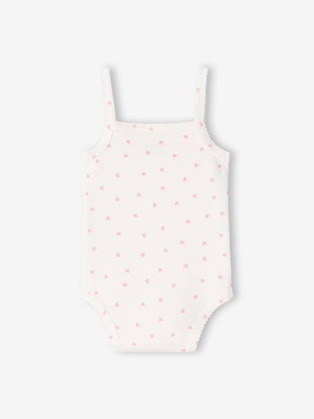 Pack of 3 girls' organic cotton bodysuit with braces ecru - vertbaudet enfant 