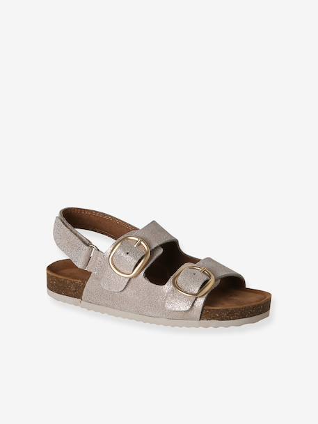Leather buckle sandals gold - vertbaudet enfant 
