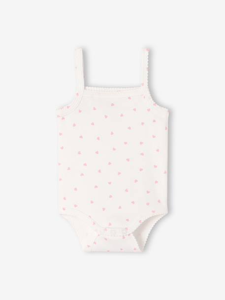 Pack of 3 girls' organic cotton bodysuit with braces ecru - vertbaudet enfant 